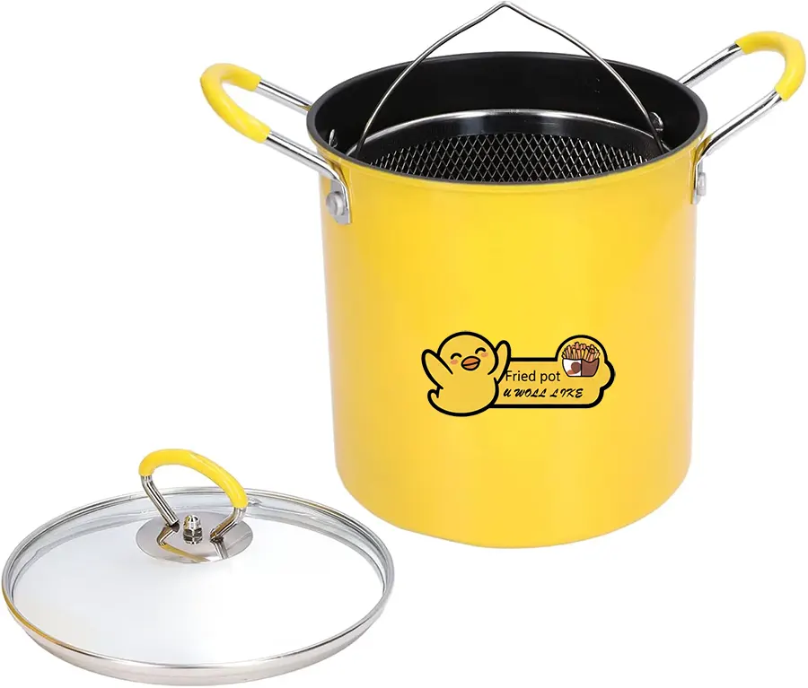 Pot With Net 3L , Pyrex Lid And Stainless Steel Handle, Yellow