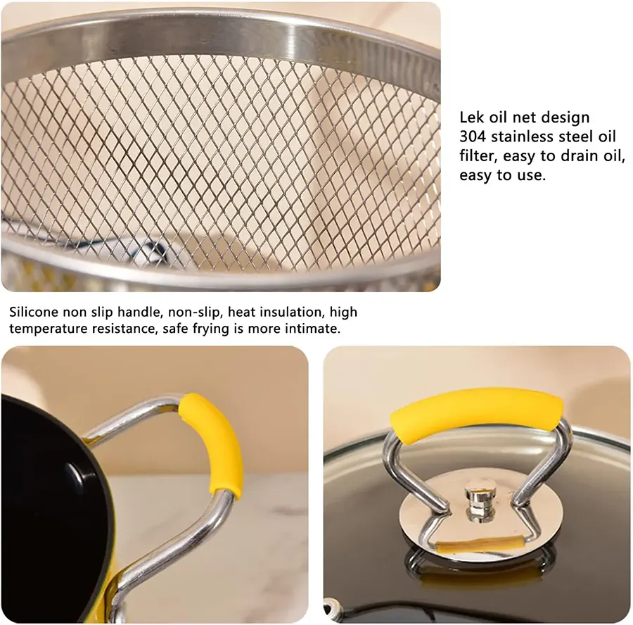 Pot With Net 3L , Pyrex Lid And Stainless Steel Handle, Yellow