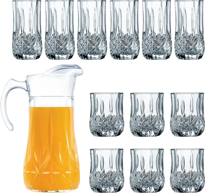 Luminarc Brighton Sherbet Set, 13 pieces, includes: 6 large glasses and 6 small glasses, clear