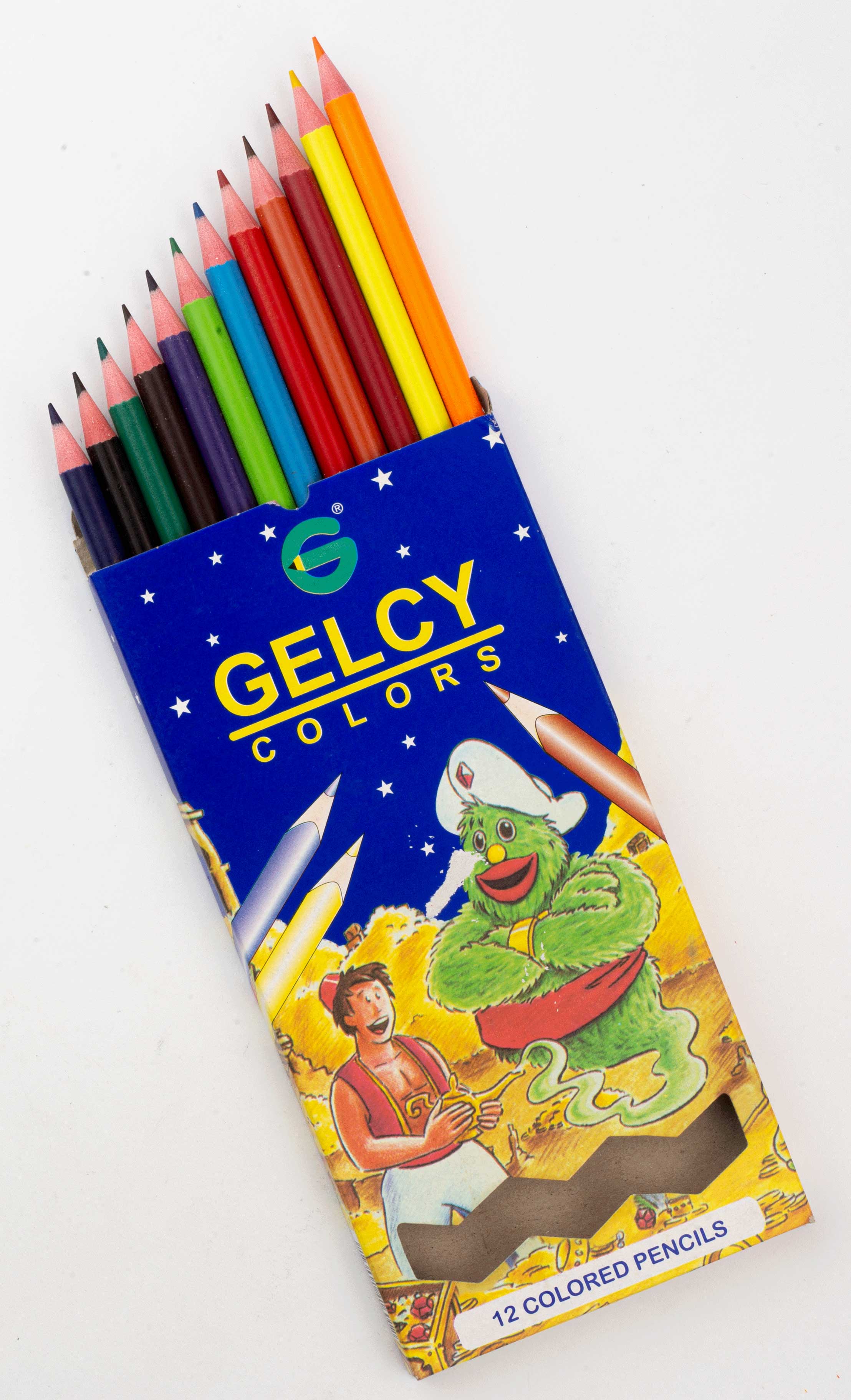 علبة ألوان  خشب  جيلسي، مجموعة 12  لون طويل  ، ألوان متعددة