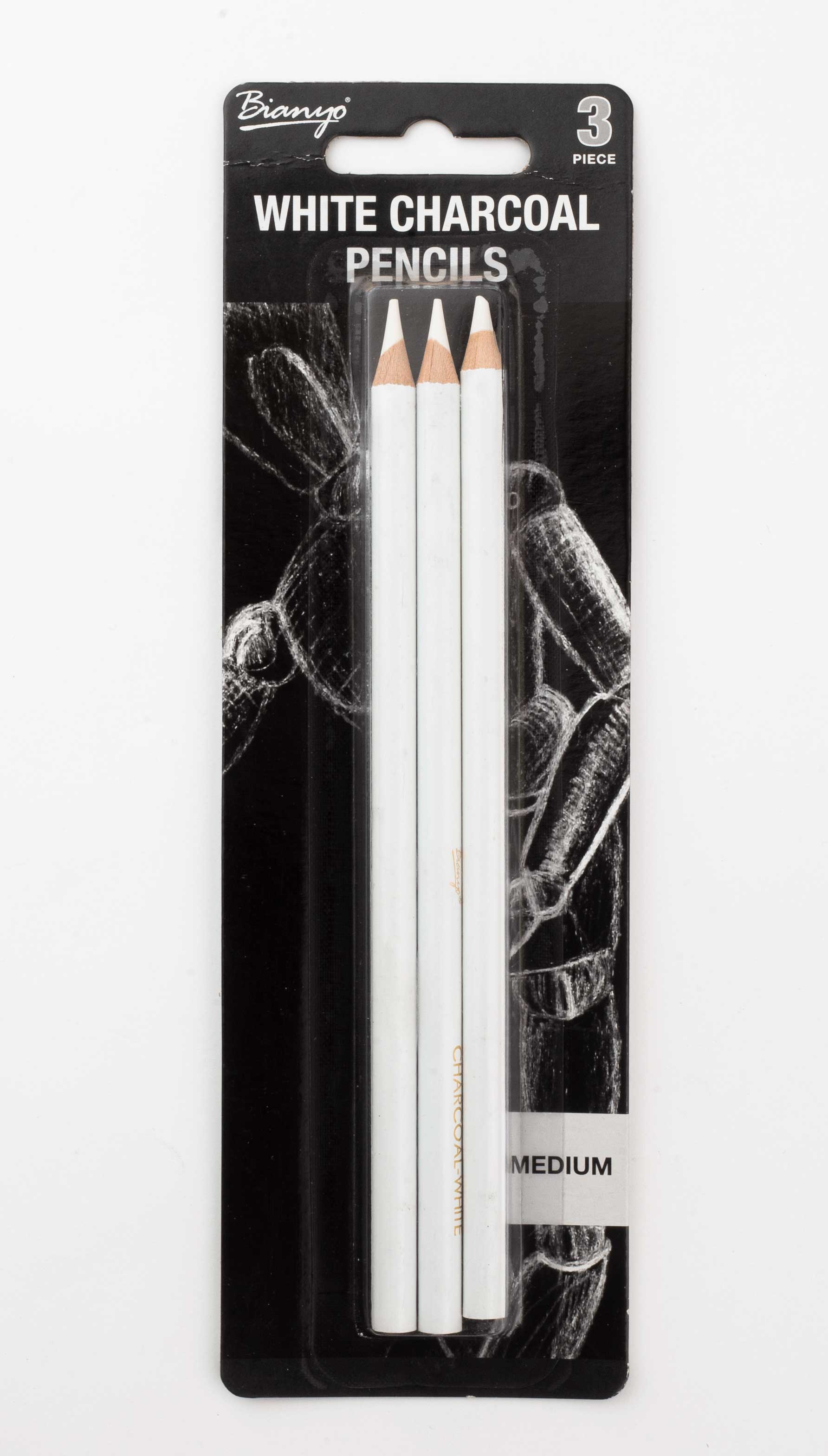 مجموعة أقلام فحم أبيض بيانو، 3 قطع