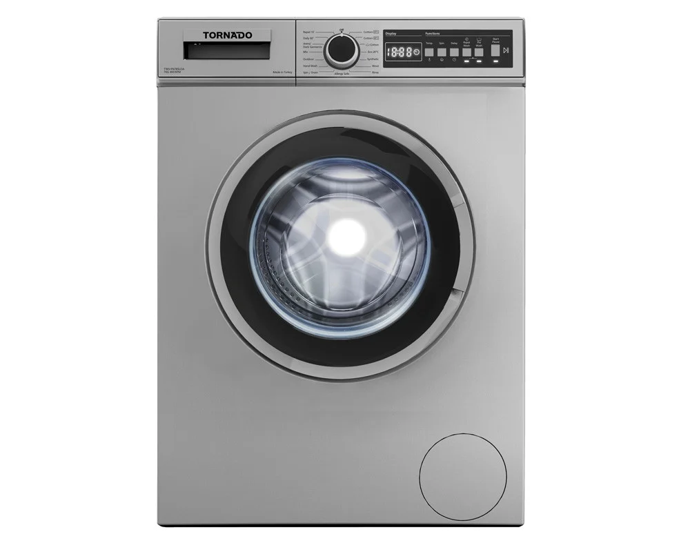 غسالة ملابس فول اوتوماتيك تورنيدو، تحميل أمامي، 7 كجم، فضي، TWV-FN78SLOA