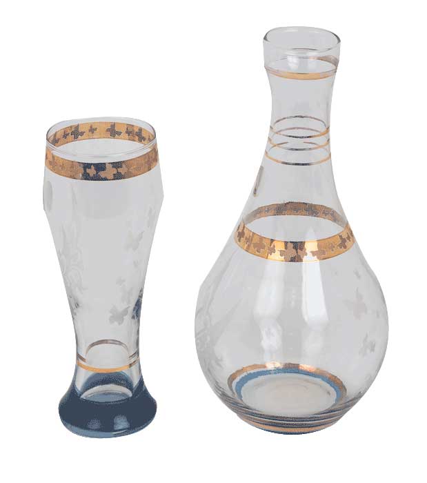 طقم شربات 7 قطع الإسراء ليزر شفاف مدهب -F18