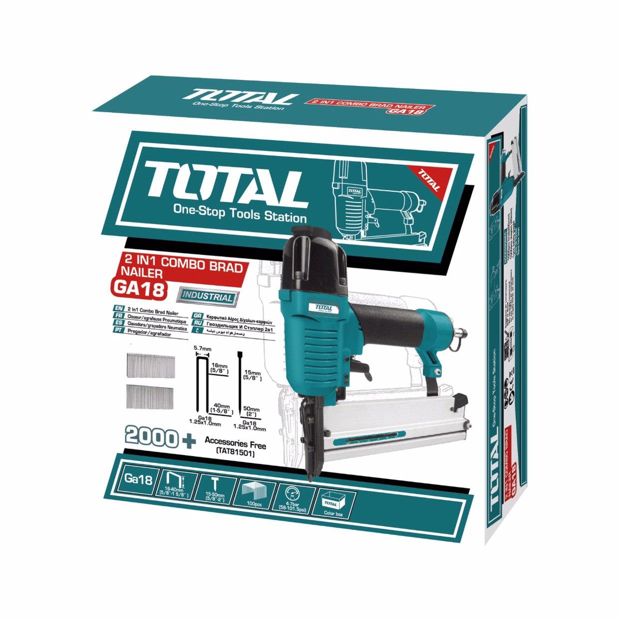Total tools 2 in 1 Air Nailer and Stapler Gun, TAT81501