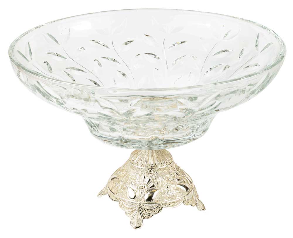 طبق فاكهة دائري عصري حجم متوسط زجاج - سيلفر