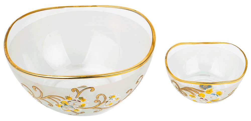 طقم خشاف بوهيمي زجاج فيرا مصري دائري من الإسراء، 7 قطع، مزخرف ذهبي