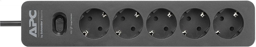مشترك بخمسة مخارج بخاصية الحماية من التيار الكهربائي المفاجئ اسنشيال من أيه بي سي ، 230 فولت، اسود ،PME5B-GR