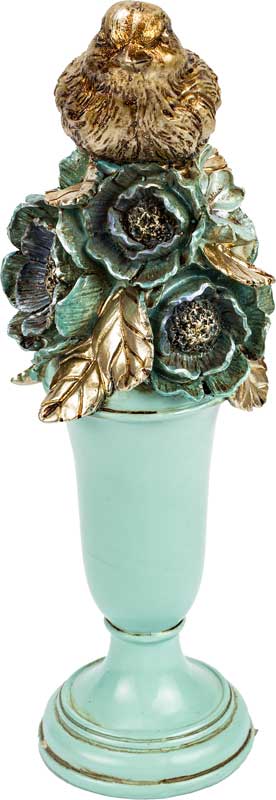 أنتيكة بورسلين زهرية مع عصفورة - أخضر