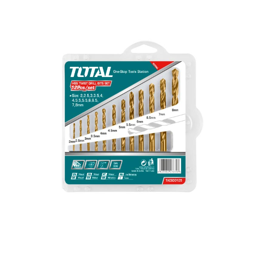 طقم بنط تخريم توتال حديد ،12 قطعة، TACSD0125