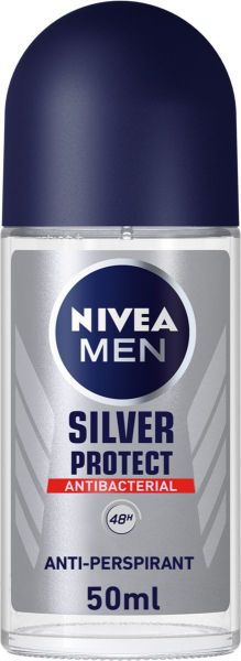 مزيل عرق نيفيا للرجال سيلفر بروتكت مضاد للبكتريا، رول اون، 50 مل