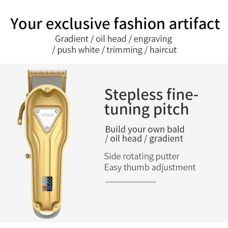ماكينة حلاقة كهربائية للرجال في جي ار، استخدام جاف، قابلة لإعادة الشحن، ذهبي، V-134