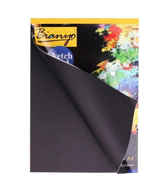 اسكتش رسم  بيانو، مقاس A4 إيه 5 ، 25 ورقة، ورق  أسود، تصميم ملون