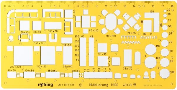 مسطرة فرش هندسية روترنج، 18 سم ، برتقالي شفاف 8537810