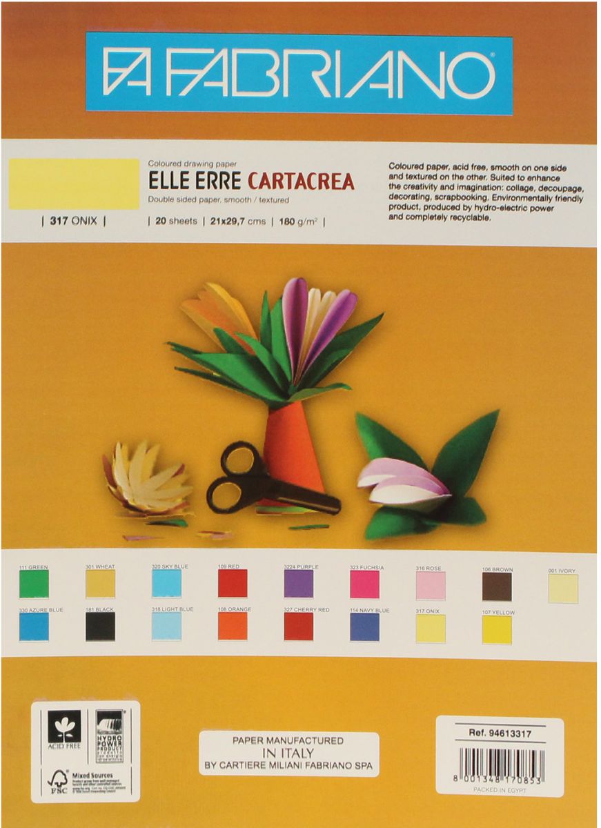 ورق للرسم ايلي اير من فبريانو، 21x29.7 سم، 180 جم، 20 ورقة، أصفر كريمي