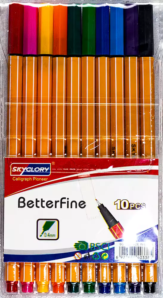 أقلام حبر سايلة سكاي جلوري، 10 أقلام، سن ريشة، ألوان متعددة، SG.854