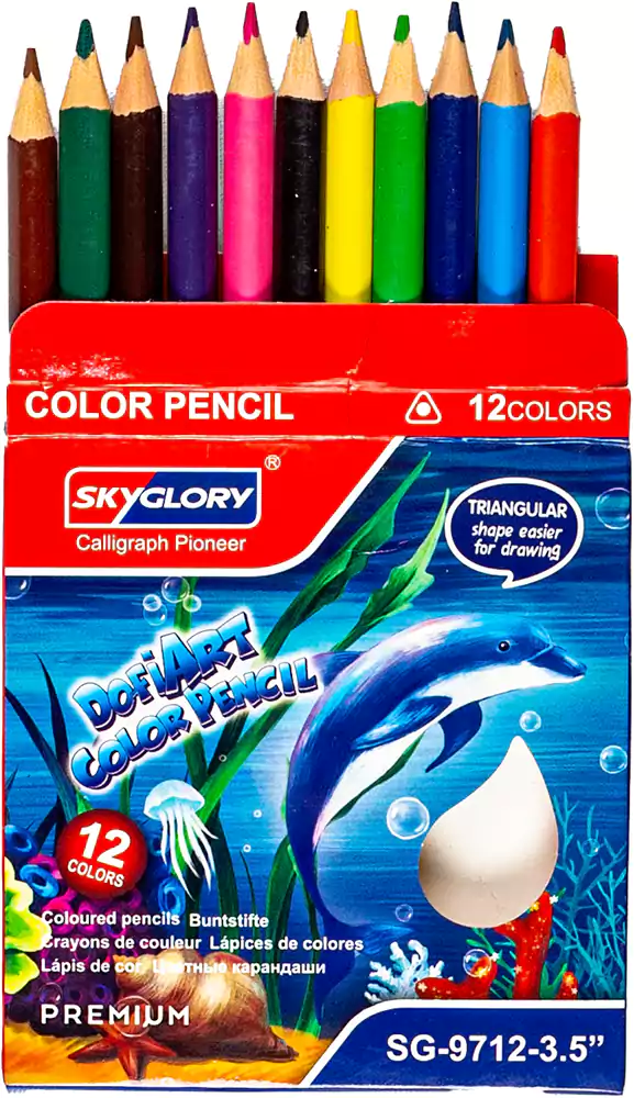 علبة ألوان خشب 12 لون قصير من سكاي جلوري