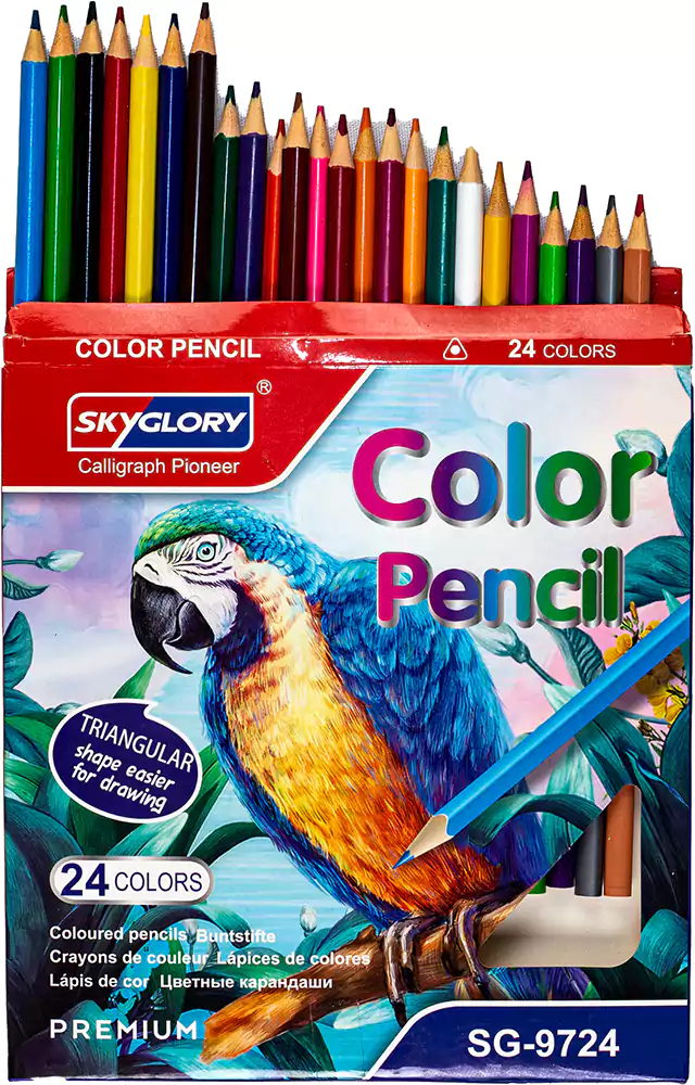 علبة ألوان  خشب سكاي جلوري، مجموعة 24  لون طويل ، ألوان متعددة