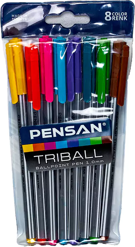 أقلام حبر جافة بنسان، 8 أقلام، 1 ملم، ألوان متعددة، 1003-8