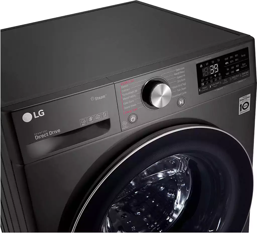غسالة ملابس فول أتوماتيك ال جي فيفاتشى، تحميل امامي، 9 كجم + 5 كجم مجفف ، أنفرتر، أسود، F4R5VGG2E