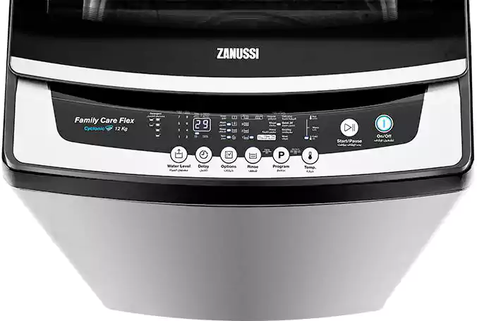غسالة ملابس فوق اتوماتيك زانوسي فاميلي كير، تحميل علوي، 12 كجم، فضي، ZWT12710S