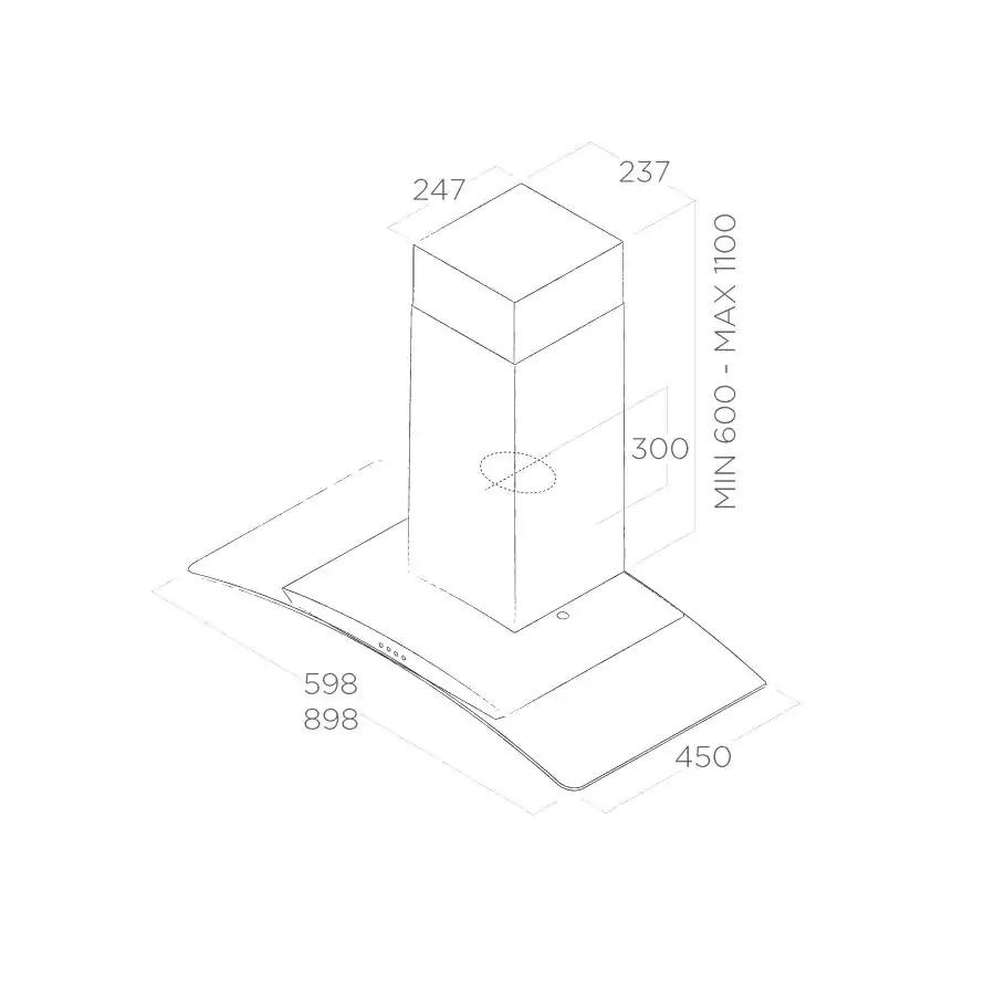 شفاط بلت ان اليكا هرمي ديكوريتف منحني ، 90 سم، 3 سرعات، سيلفر، CIRCUS IX-A-90