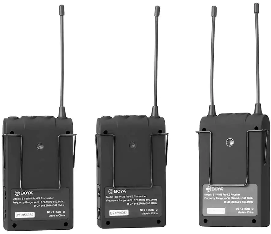 ميكروفون لاسلكي بويا، مكثف، مشبك، أسود، BY-WM8 Pro-K2UHF