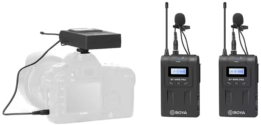 ميكروفون لاسلكي بويا، مكثف، مشبك، أسود، BY-WM8 Pro-K2UHF