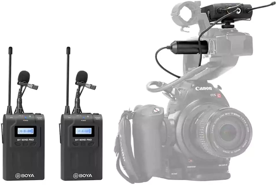 ميكروفون لاسلكي بويا، مكثف، مشبك، أسود، BY-WM8 Pro-K2UHF