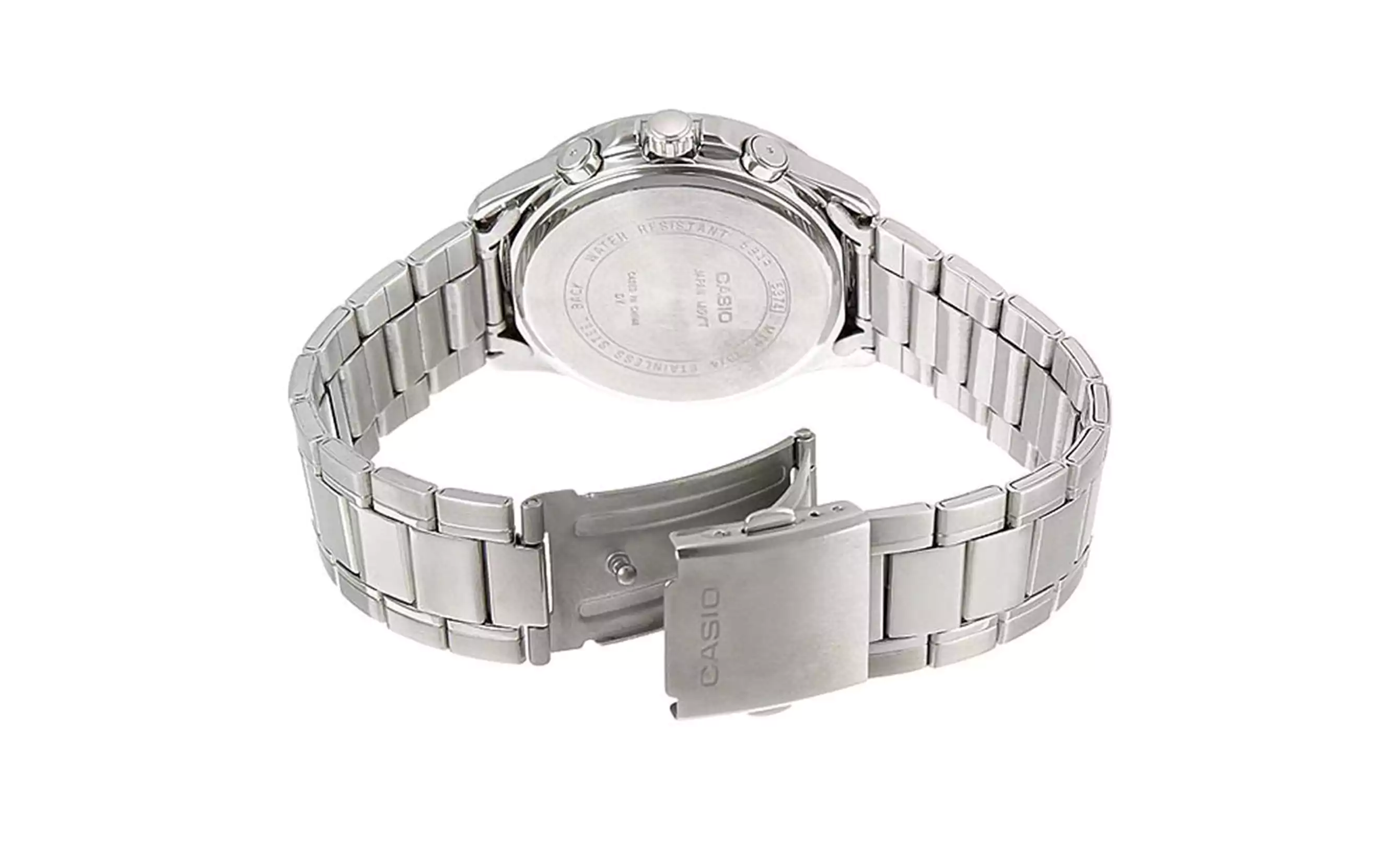 ساعة كاسيو رجالي، عقارب، بسوار ستانلس ستيل، فضي، MTP-1374D-1AVDF