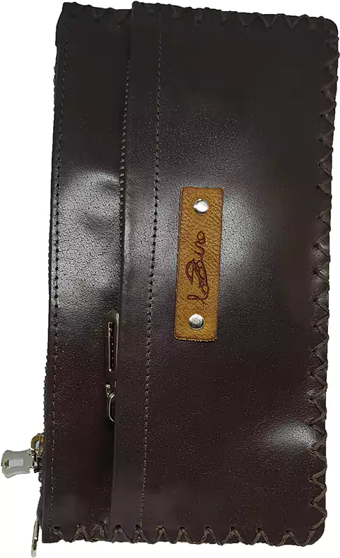 محفظة رجالي جلد طبيعي بسوستة، تصميم كلاسيك، متعدد الألوان