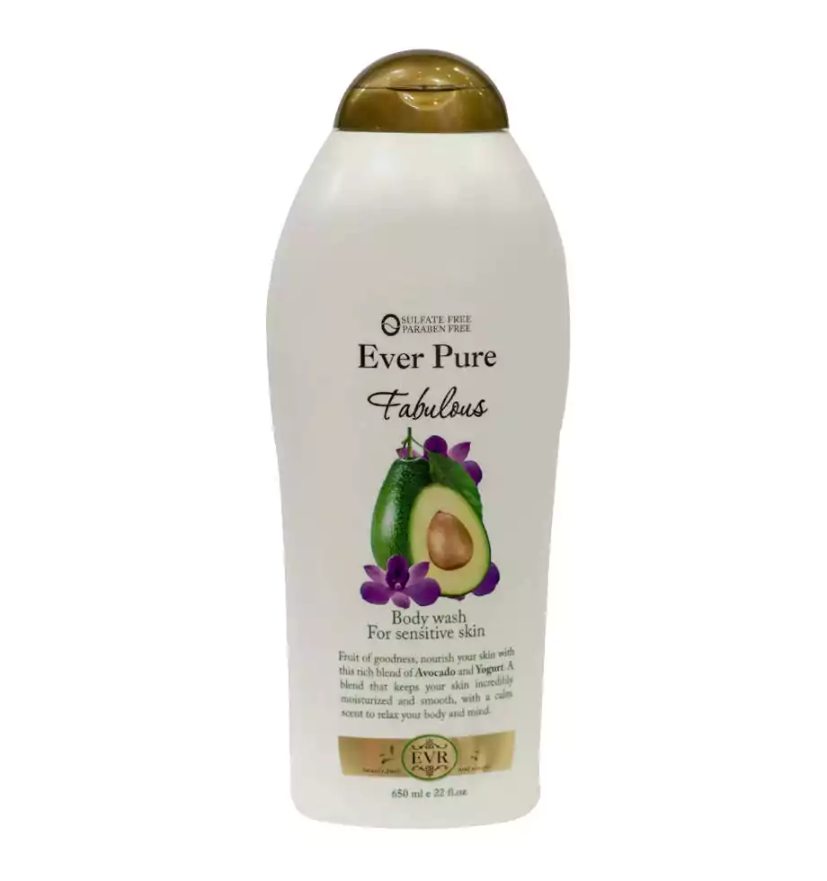 شاور ايفر بيور بالافوكادو والزبادي للبشره الحساسه خالي من السلفات، 650 مل .