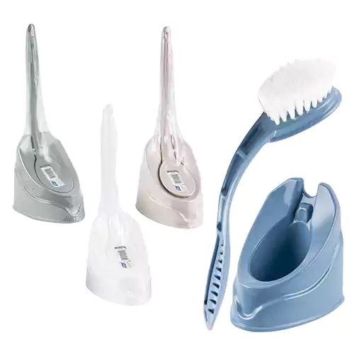 فرشاة تنظيف تواليت بلاستيك مع حامل مقاومة للانزلاق - ألوان متعددة