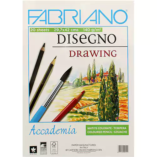 إسكتش فبريانو 140جم A3 أبيض بغلاف ملون