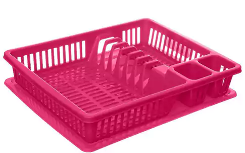 منظم أطباق ومعالق مقسم بلاستيك - فوشيا