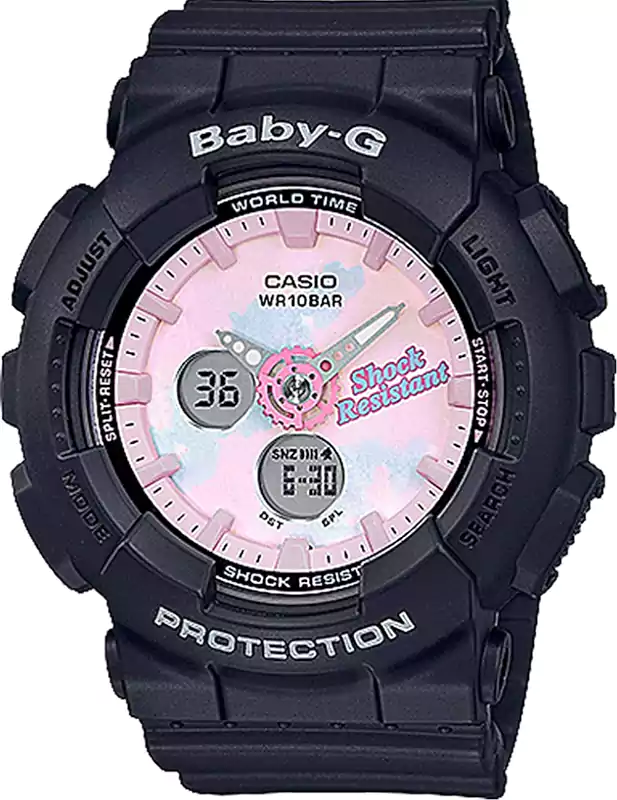 Casio G-Shock Watch for Women, Analog and Digital, Resin Strap, Black, BA-120T-1ADR