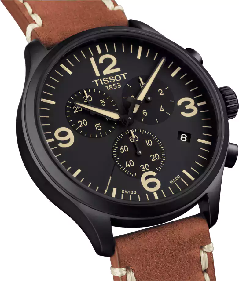 ساعة تيسوت 1853 رجالي، عقارب،  سوار جلد، بني،T116.617.36.057