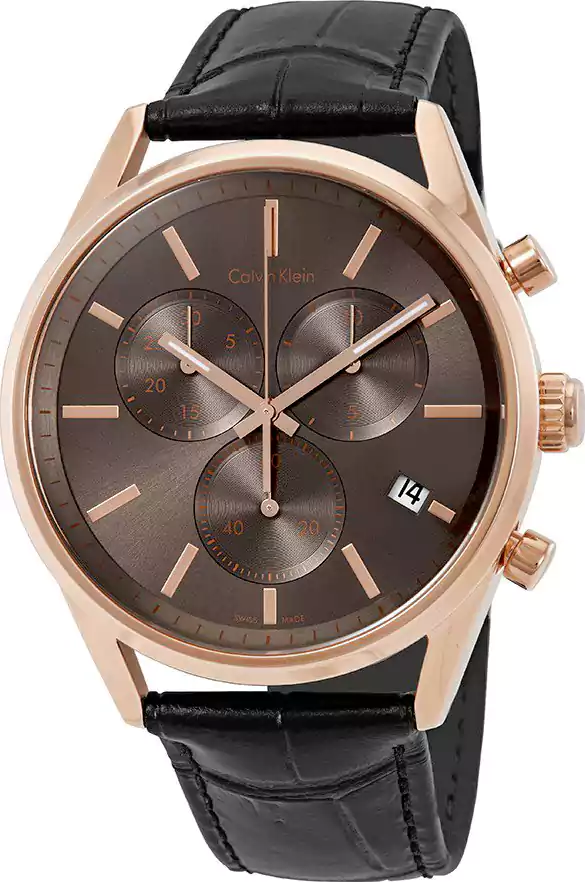 ساعة يد كالفين كلاين للرجال ، عقارب ، سوار جلد ، أسود K4M276C3