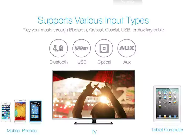 سماعات مسرح منزلي من اف اند دي ، مع صب لاسلكي، أسود، T-388