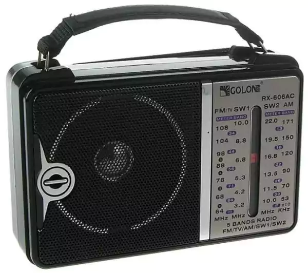 Golon FM\AM\SW Portable Radio, Classic, Battery or Plug-in, Loud Sound, Headphone Jack, Black, RX.606 AC