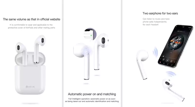 سماعة أذن لاسلكية ديفا 2B HP-967، بلوتوث، بطارية 40 مللي أمبير، أبيض