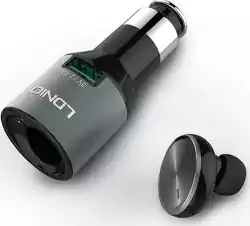 شاحن سيارة سريع صغير وسماعة رأس لاسلكية من ليدنو،  يو إس بي، أسود CM20