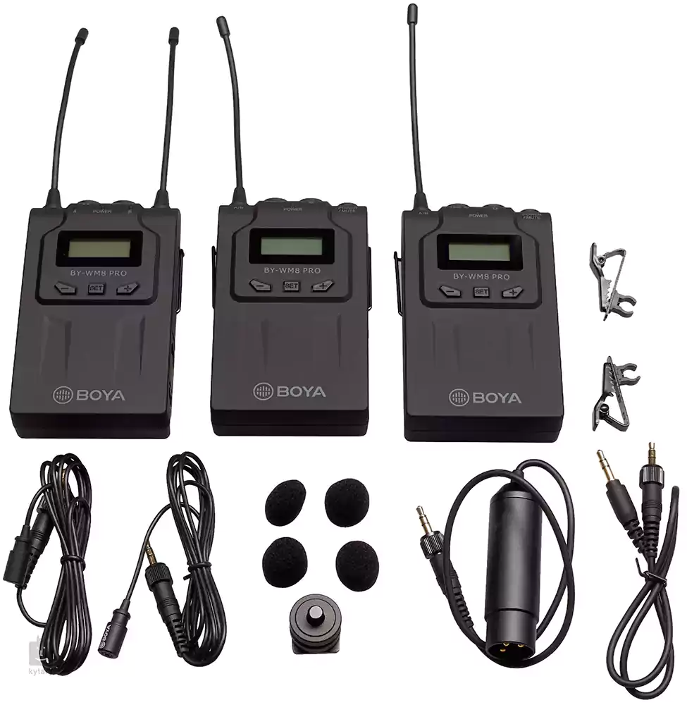 ميكروفون لاسلكي بويا، مكثف، مشبك، أسود، BY-WM8 Pro-K2UHF