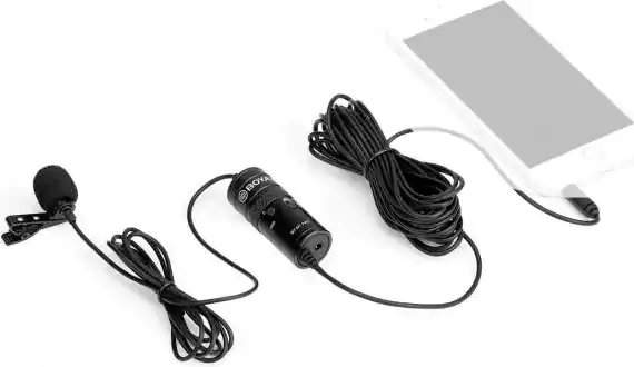 Boya Pro Universal Lavalier Wired Clasp Condenser Microphone, Black, BY-M1