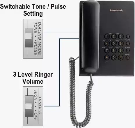تليفون أرضي سلكي باناسونيك، أسود، KX.TS500FX