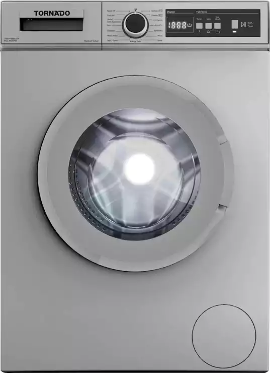 غسالة ملابس فول اوتوماتيك تورنيدو، تحميل أمامي ، 6 كجم ، 15 برنامج ، شاشة ديجيتال ، سيلفر، TWV-FN68SLOA