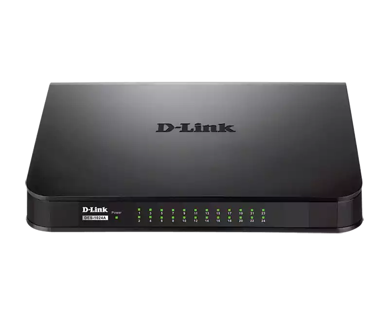 دي لينك ديسكتوب Unmanaged سويتش، 24 منفذ، 100 ميجابت، أسود، DES-1024A
