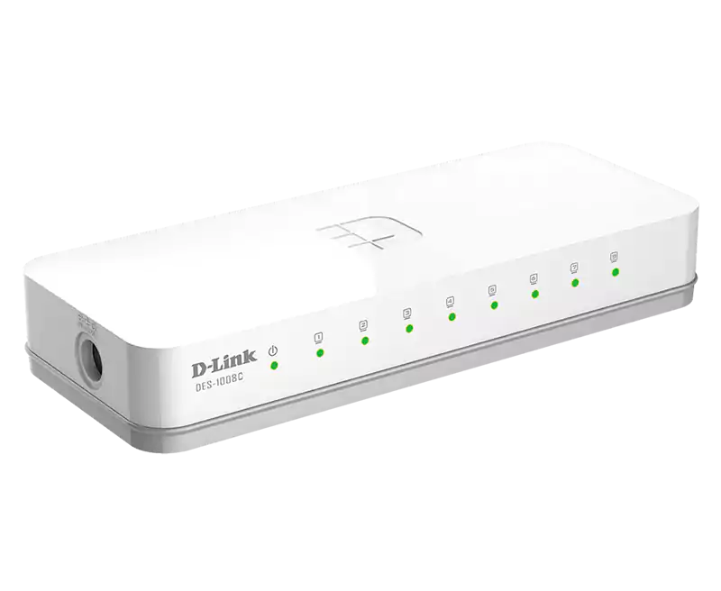 سويتش ديسك توب دي لينك، 10-100 ميجا بايت، 8 منافذ، DES-1008C