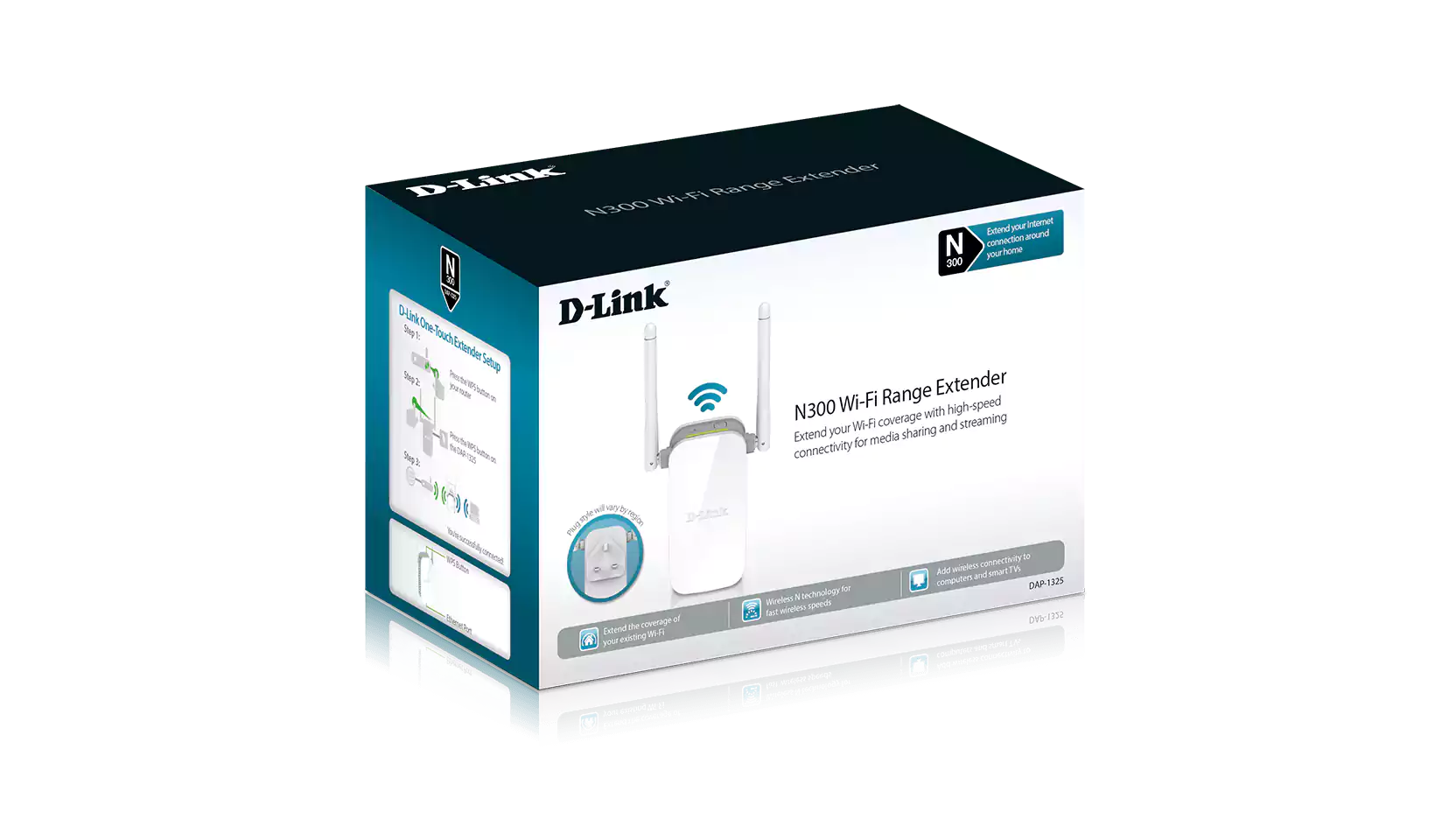 موزع نطاق واي فاي من دي لينك N300، ابيض، DAP-1325