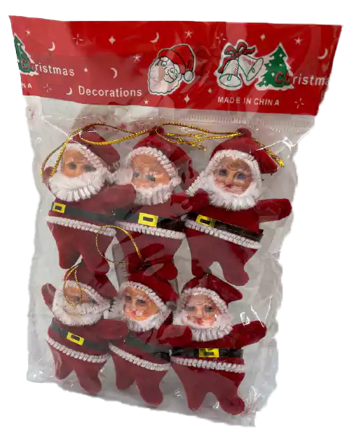 مجسم بابا نويل 6 قطع - أحمر