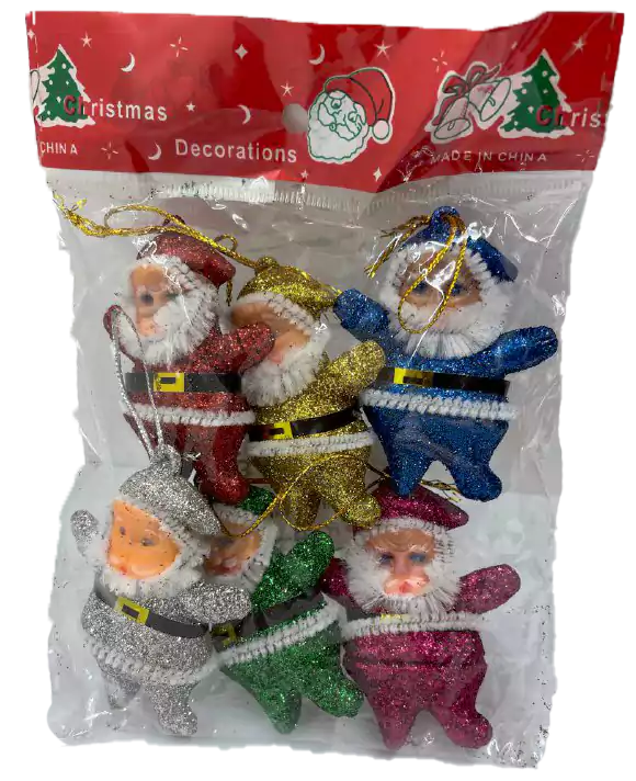 مجسم بابا نويل 6 قطع - أحمر